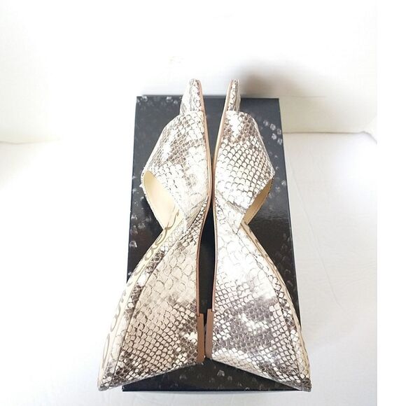 New! SAM EDELMAN Tesma Snakeprint Leather Wedge Slide Sandals Square Open-toe - Picture 10 of 11